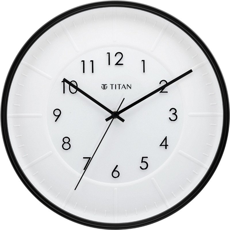 Titan Analog 30.8 cm X 30.8 cm Wall Clock(Black, With Glass, Standard)