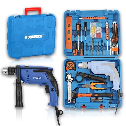 WONDERCUT Professional-Impact Drill Tool Kit, 780W,3000 RPM,13mm Chuck, Blue BMC Box WC-13DK-500 Power & Hand Tool Kit (160 Tools)