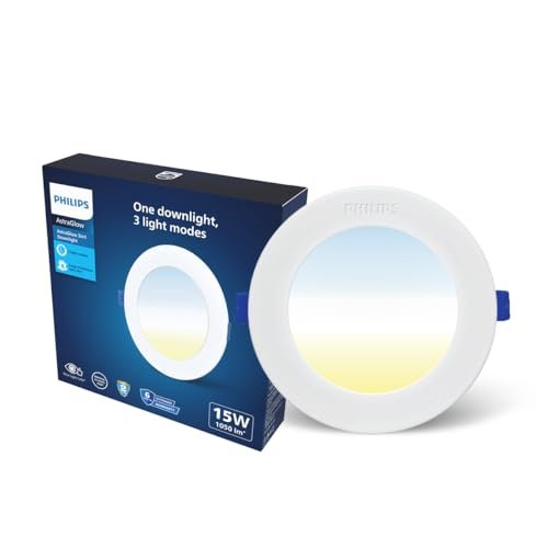 Philips 15W 3in1 AstraGlow Round LED Panel Light | Slim Surface Panel with High Brightness & Energy Efficiency | Durable Polycarbonate Body – White Finish | Pack of 1