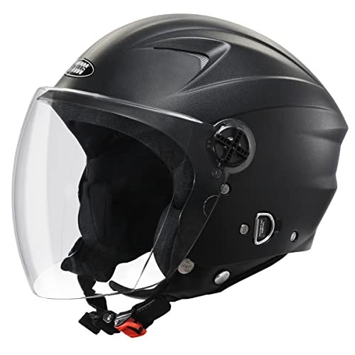 STUDDS RAY ISI Certified Open FACE Helmet for Men and Women with D – Ring Lock (Black-M)