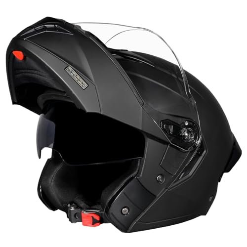 Studds Trooper ISI and DOT Certified Matt Finish Flip-up Full Face Helmet for Men and Women Matt Black L, Motorcycling