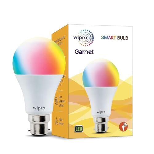 wipro 9W B22 LED Multicolor WiFi Smart Bulb, (NS9200)