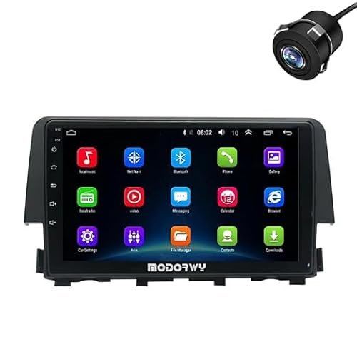 Modorwy Original 9inch HD QLED Car Android Stereo | 2GB RAM & 32GB ROM | OS 13 Double Din Car Multimedia Player | incl. AHD Rear Camera & Frame Compatible with Honda Civic New – 1 Year Warranty