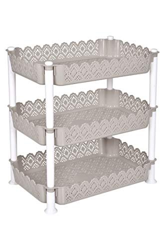 ARISTO Plastic Storage Rack 3 Shelfs, Grey (1 Piece), Medium, (40.5 x 26.5 x 44 cm)