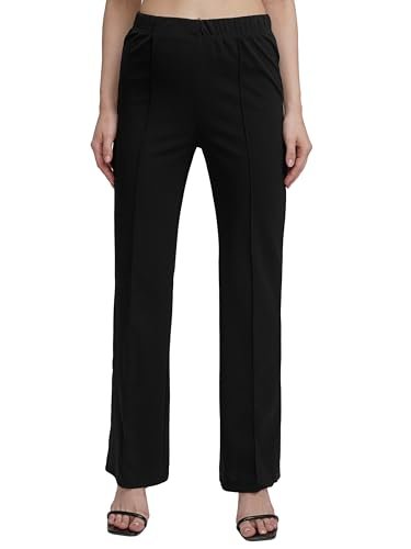 Tokyo Talkies Women High Rise Boot Cut Pants (PTTR000045_Black_L)