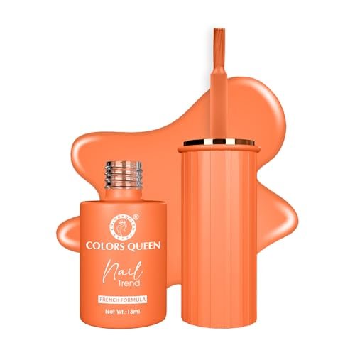 Colors Queen Nail Trend Glossy Nail Polish | Chip Resisting & Quick Drying Nail Paint with High Shine | 7 Toxin Free Formula | Vegan & Cruelty Free | Long Lasting & Vibrant Nail Paint for Women (Burnt Orange, 13ml)
