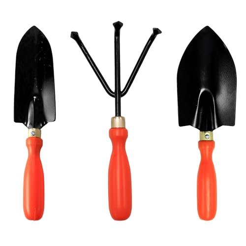 TrustBasket Gardening Hand Tools Set – 3 Pcs Big and Small Trowel, Cultivator – Durable Garden Tools for Home Gardening Set, Gardening Tools Kit for Home Garden, Agriculture Tools & Gardening Items