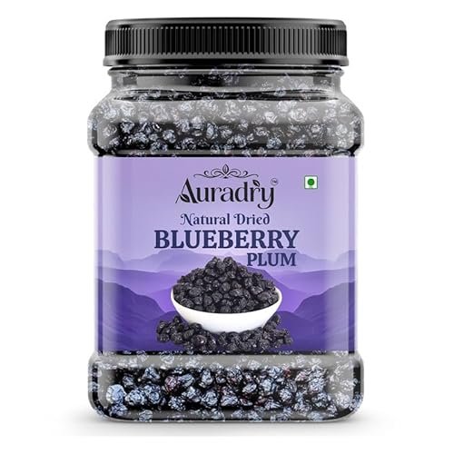 AURADRY Organic Dried Blueberries Plum | Premium Californian vegan Blueberry Dry Fruit | High in Antioxidants & Fibre | Non-GMO, No Preservatives | Healthy Superfood Snack | blueberry 1 kg dried