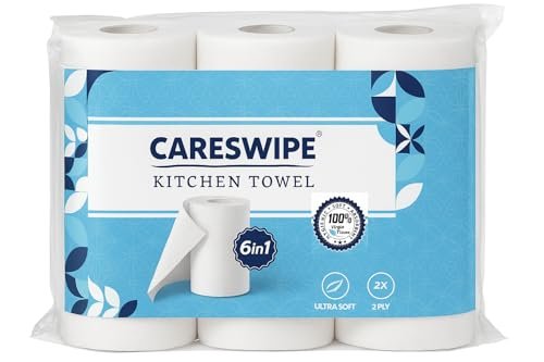 2 Ply Kitchen Tissue Rolls | 360 Pulls | 60 Kitchen Towels X 6 Rolls | Soft And Highly Absorbent | 100% Natural Virgin Cellulose Fiber