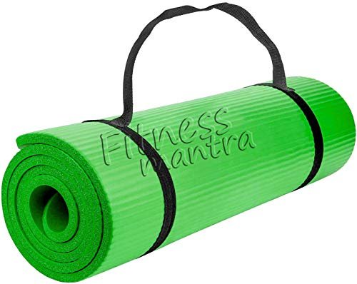 Fitness Mantra® 6mm Yoga Mat with Carrying Strap for Gym Workout and Yoga Exercise Anti-Slip Yoga Mat for Men & Women Fitness|Color Green|