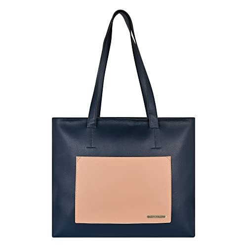 Bagsy Malone Handcrafted Vegan Leather Color-Blocked Tote with Front Pocket A Stylish and Sustainable Everyday Bag with High Capacity Room