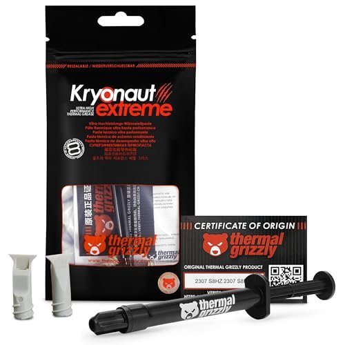 Thermal Grizzly Kryonaut Extreme – 2 Gram – Extremly High Performance Thermal Paste – for Maximum Thermal Conductivity While Overclocking CPU/GPU/PS4/PS5/Xbox