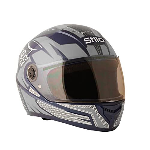 Sage Square ISI Certified ABS Clear Visor, High Standard Safety, Enhanced Design, Extra Comfort, Enhanced Design Proud 45 Full Face Graphic Helmet (Large, Blue Glossy – Silver)
