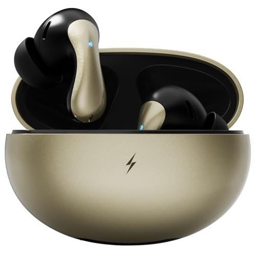 Fire-Boltt Newly Launched Aero Drift TWS Earbuds Custom EQ Wireless Bluetooth 5.4 Music & App Support 50H Playtime Battery Display Fast Charging Case 50ms Low Latency Touch Controls Stealth Gold