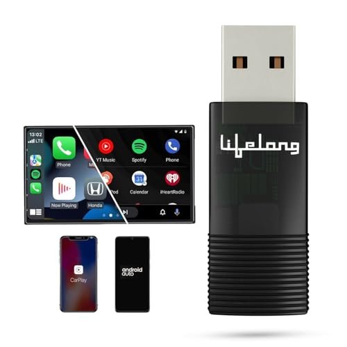 Lifelong 2-in-1 Wireless Android Auto & Wireless CarPlay Adapter for Car | for Android & iPhone/iOS | Converts Wired to Wireless | USB C/A | No App Needed | Stick Cast – Bluetooth & Wi-Fi (LLECA30)