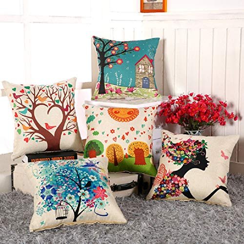 AEROHAVEN Cotton 175TC Cushion Cover, 16 x 16 Inch, Multicolour, Set of 5