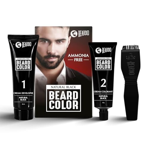 Beardo Beard Color For Men – Natural Black, 60ml | Long Lasting | No Ammonia | Easy to apply, No Stain Beard Hair Colour for men | Skin Friendly Hair dye