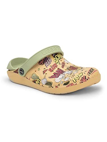 Liberty A-HA LPMXT-810 Casual Slingback Clogs for Men with EVA Sole | Slip-On Comfort, Breathable & Lightweight | Soft Footbed | Printed Stylish Home Wear Footwear (Orange – 8 UK)