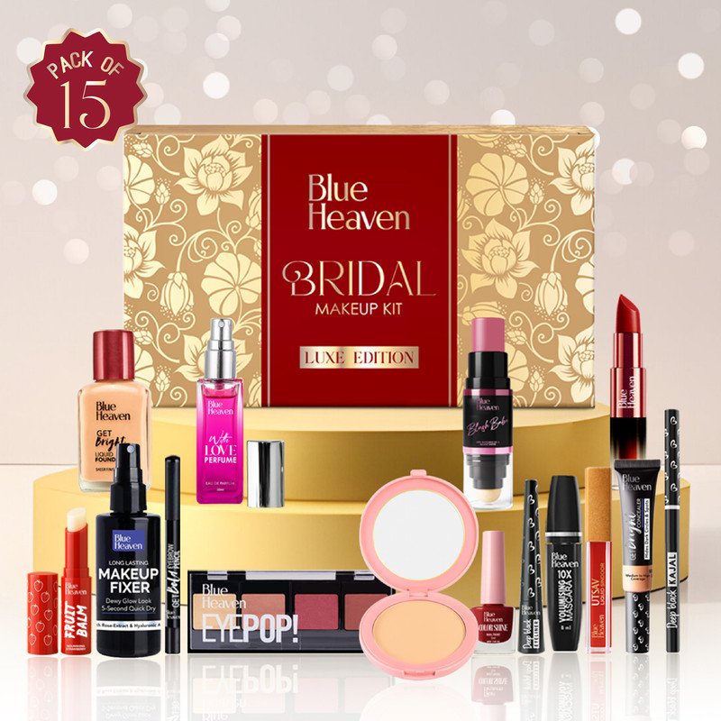 BLUE HEAVEN Bridal Makeup Kit Luxe Edition Makeup Gifting Combo Set for Women – Pack of 15