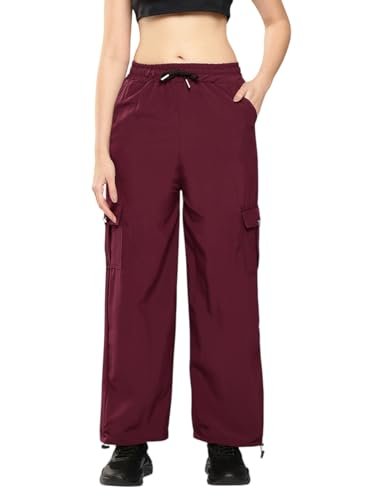 Aarika Womens Casual Wear Wine Colour Solid Crepe Cargo Pant-(28-34)-(PANT-W-AD-IL-01-WINE-28)