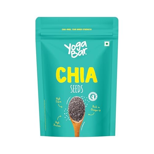 Yogabar Roasted Chia Seeds Grade – Black Calcium, Iron & Zinc – Diet Food Healthy Snacks 250g