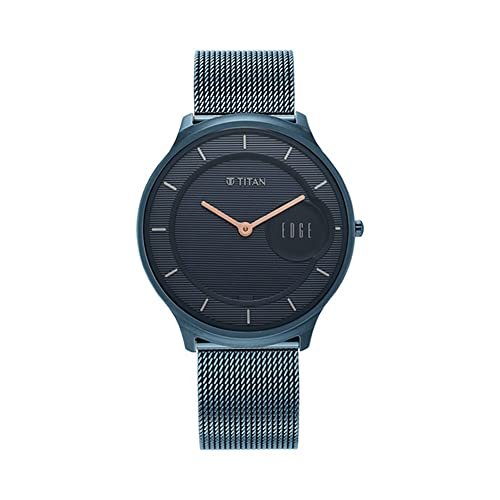 Titan Edge Baseline Blue Dial Stainless Steel Strap Watch Men-NS1843QM01/NT1843QM01