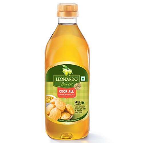 Leonardo Pomace Olive Oil, 1L Bottle | Premium Olive Oil For Daily Indian Cooking | Made with 150+ Years Of Expertise | Cholesterol & Trans Fat-Free, Rich In Antioxidants, Vitamin E | High MUFA | Great For Roasting & Deep Frying.