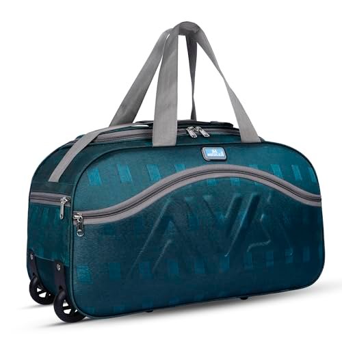 M MEDLER Rio Duffle Bag | Waterproof Strolley Duffle Bag | 2 Wheel Duffel Bag | Luggage Bag with Adjustable Strap – (Turquoise)