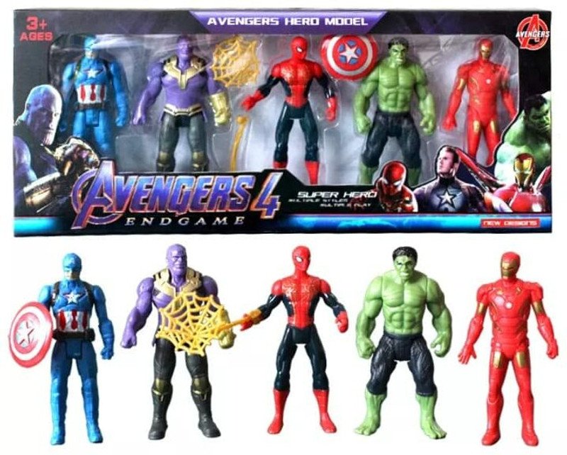 camin Avengers Superhero action figure toy set of 5 for kids(Multicolor)