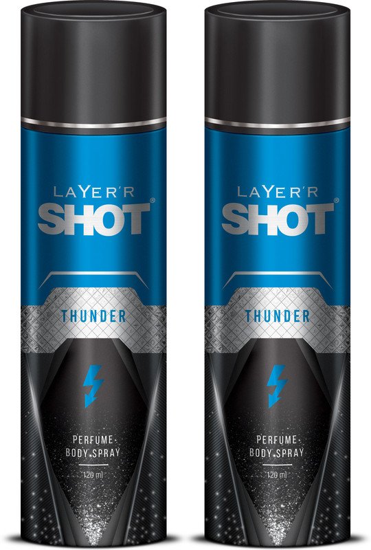 LAYER’R Shot Thunder Deodorant Spray  –  For Men(240 ml, Pack of 2)