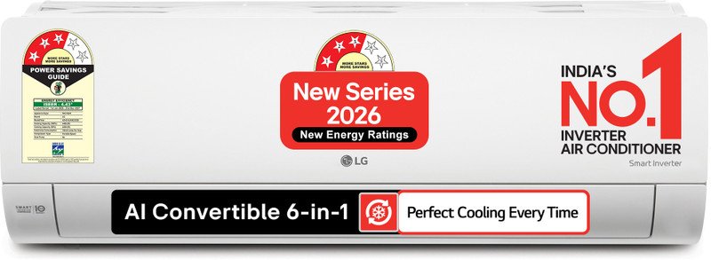 LG 2026 Model 1.5 ton 3 Star Split Smart Inverter Faster Cooling and Energy Saving, AI Convertible 6-in-1 Cooling, HD Filter with Anti Virus Protection, Cools at 55?, Him Clean, VIRAAT Mode and Diet Mode Plus AC(AS-Q18JNXE, White)