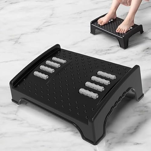 Fastiven Adjustable Foot Rest for Office Chair with Acupressure Points and Roller, Promote Leg Circulation, Foot Rest under Table, Foot Stool for Home, Office Table, and Sofa (Unbreakable, Non-Slip Legs) (Black4)