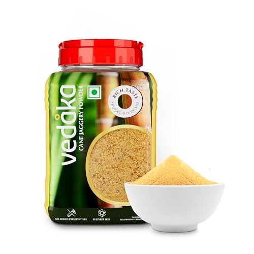 Amazon Brand – Vedaka Cane Jaggery Powder | 1 Kg Jar
