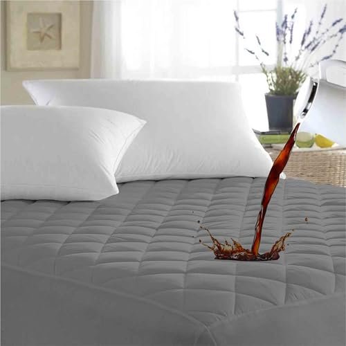 Ayka 100% Waterproof Mattress Protector King Size 78×72 Cotton Quilted Bed Protector King Size Breathable Noiseless Ultra Soft | Elastic Fitted Mattress Cover | Bed Cover -6.5×6 ft, Grey