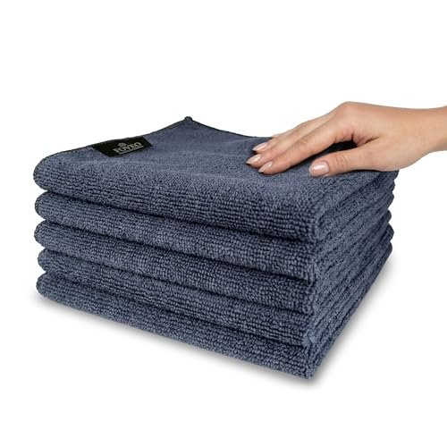FOVEO Microfiber Cloth 350 GSM – 40×40 cm, (Grey) | Ultra-Soft, Lint-Free & Streak-Free Towels for Car, Bike, Interior & Exterior Detailing, Polishing & Washing (Pack of 5)