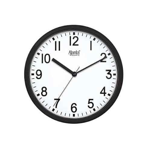 Ajanta Plastic Wall Clock, Simple Analog Clock- 22.7Cm X 22.7 Black