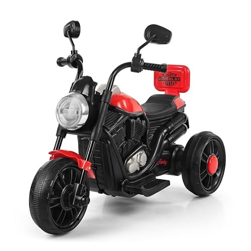 BabyGo Electric Bike for Kids | 6V 4AH Battery, Dual Suspension with LED Lights & Comfy Backrest | 3 Wheel Bike | Battery Bike for Kids for 1-5 Years Kid | 4.5Hr-6Hr Ride | (Red)