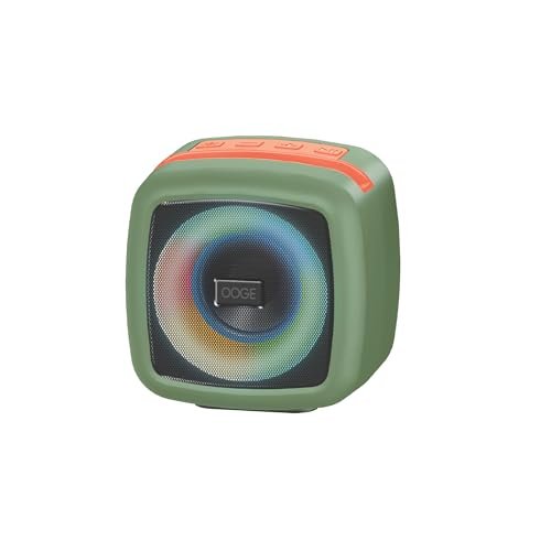 OOGE Vibebox 1000 Bluetooth Speaker | 7W Wireless Speaker with AUX & USB Port | RGB Lights | Type-C Charging | Bluetooth 5.3 | Deep Bass | Compact & Stylish | Green