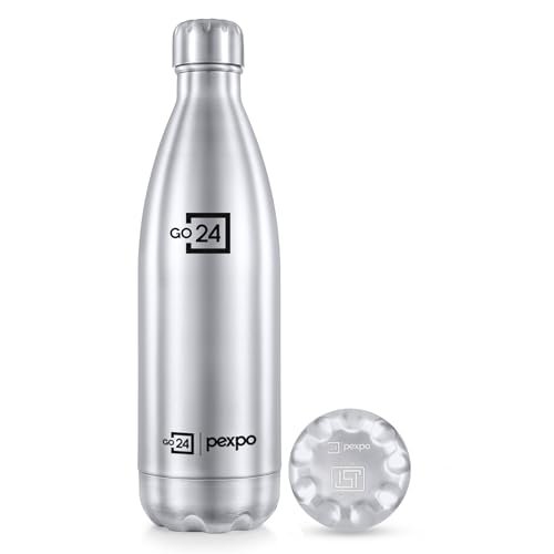 Pexpo Bottle 1 LTR| Hot and Cold Flask | ISI Certified Stainless Steel | 3 Layer Insulation | Leakproof | for Home, Office | 2-Year Warranty | Electro 980ml | Silver