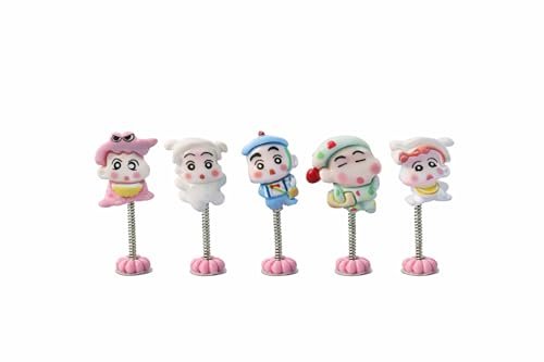 DK ENTERPRISES Car Dashboard Bobblehead Toy Set of 6 Mini Cartoon Spring Dolls for Vehicle Interior Decoration (Cartoon Character Toy)