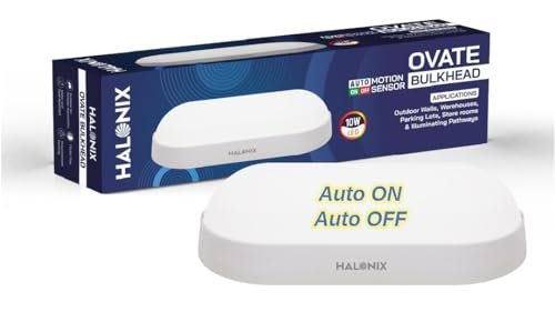 Halonix 10W Motion Sensor Bulkhead | Auto On-Off Outdoor Light | IP65 Waterproof Porch Light for Garden Bathroom (Cool White, Pack of 1)