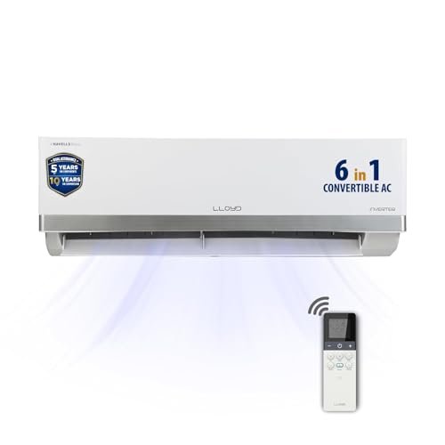 Lloyd 1.5 Ton 3 Star Inverter Split AC (6 in 1 Convertible, Cools Up To 52°C, Clean Filter Indication, Smart 4 Way Swing, White with Silver Deco Strip, GLS18I3KOESR)