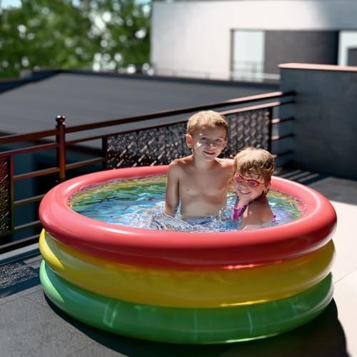 Lifelong Swimming Pool for Kids | Inflatable Sunset Glow Round Colourful Ring Portable Baby Bath tub | 2-6 Years | Indoor & Outdoor Swimming Pool for Kids (Multicolor)