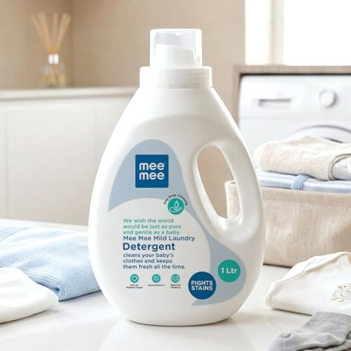 Mee Mee Baby Liquid Detergent 1 L | Ph balanced, Free from Harsh Chemicals, Safe for mother’s hands & baby’s skin | Anti-Bacterial, Removes Stains & Odor with One Drop, Hypoallergenic