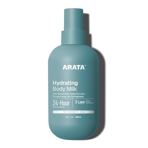 Arata Niacinamide Hydrating Body Milk | For Dull, Dehydrated Skin | Moisturises | Evens Skin Tone | Lightweight Formula | Spray Applicator | For All Skin Types | For Men & Women | 250 ML
