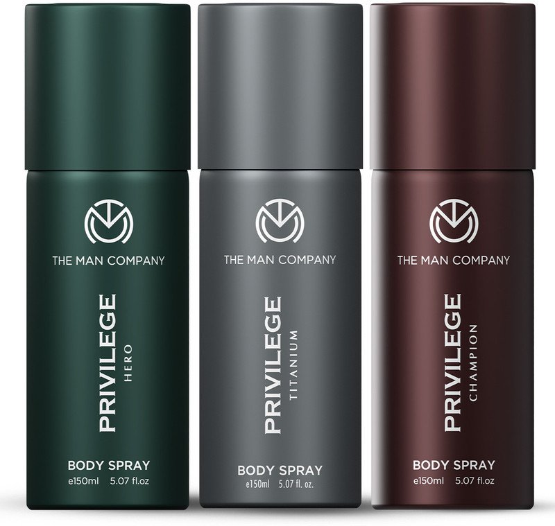 THE MAN COMPANY Privilege Hero, Titanium & Champion | Long-Lasting Deodorant Spray  –  For Men(450 ml, Pack of 3)