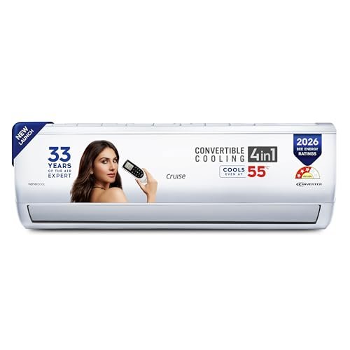 Cruise 1.5 Ton 3 Star,New Star rated, Inverter Split AC with 7-Stage Air Filtration (Copper, Convertible 4-in-1, Fast Cooling, PM 2.5 Filter, Anti-Rust Tech, New BEE Rated, CWCVBM-VQ3D173, White)