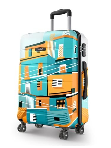 Safari Oasis Trolley Bag Large Size, 77 cms Printed Hard Side Travel Bag for Men and Women, 8 Wheel Luggage Suitcase for Travelling