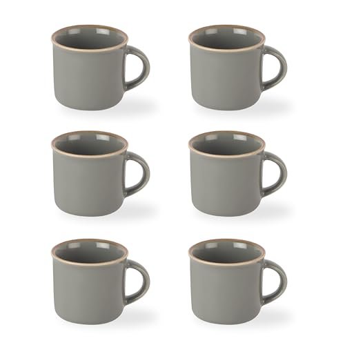 CELLO Estella Nexus Color Silver Mist Plain Mug Set of 6, 90ml, Grey | Scratch Resistant | Porcelain Tea, Coffee Mug Set | Ideal for Daily Use & Gifting | Dishwasher Safe | Small Mug |