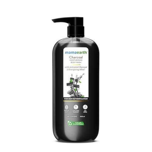 Mamaearth Charcoal Moisturizing Body Wash with Activated Charcoal & Energizing Mint Scent for Skin Detoxification-500ml | Deeply Cleanses |Intensely Moisturizes |Long-Lasting Fragrance |All Skin Types